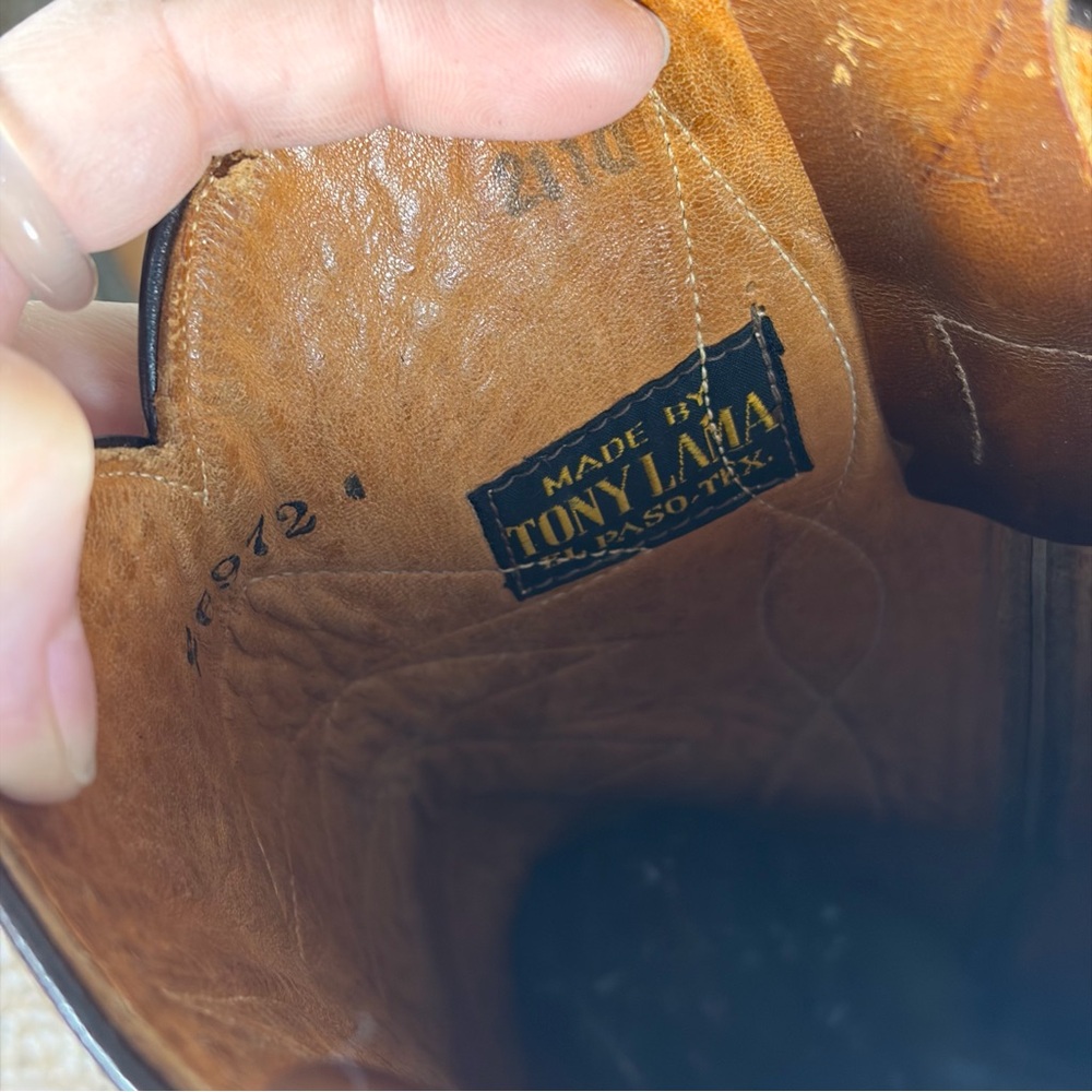 VTG USA TONY LAMA WESTERN ROCKABILLY COWBOY ENGINEER BOOTS 11B WESTERN FARM - Picture 6 of 11